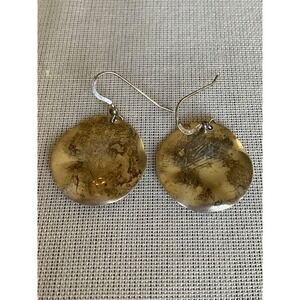 ESPO 925 Sterling Silver Hammered Circle dangle Earrings Vintage Estate jewelry
